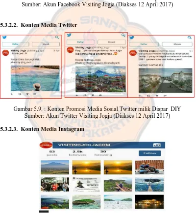 Gambar 5.9. : Konten Promosi Media Sosial Twitter milik Dispar  DIY Sumber: Akun Twitter Visiting Jogja (Diakses 12 April 2017) 