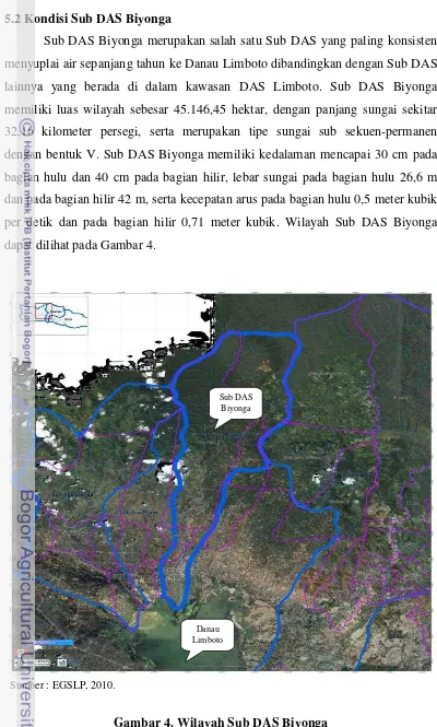 Gambar 4. Wilayah Sub DAS Biyonga 
