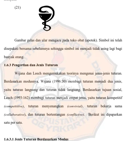 Gambar gelas dan ular mengacu pada toko obat (apotek). Simbol ini telah 