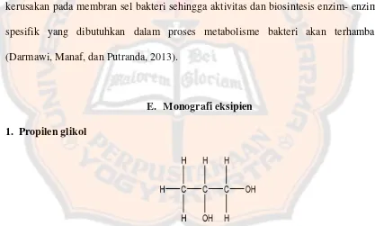 Gambar 2. Struktur molekul propilen glikol (Rowe, Sheskey dan Owen, 2006) 