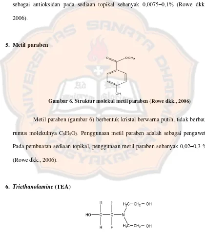 Gambar 6. Struktur molekul metil paraben  (Rowe dkk., 2006) 