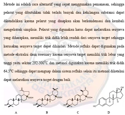 Gambar 8. Struktur senyawa dalam ekstrak (Abe, dkk., 2002) dan ligan ER! A. Asam Betulinat, B