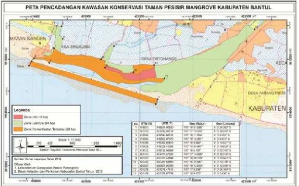 Gambar 2. Peta Kawasan Konservasi Mangrove di Pantai BarosSumber: Surat Keputusan Bupati Bantul Nomor 284 Tahun 2014