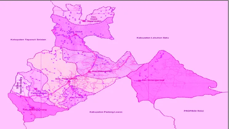 Gambar-2: Peta Wilayah Kabupaten Padang Lawas Utara Tahun 2008 