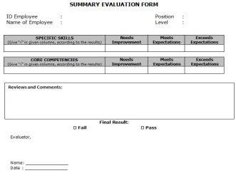 Gambar 3.  Template summary evaluation form  