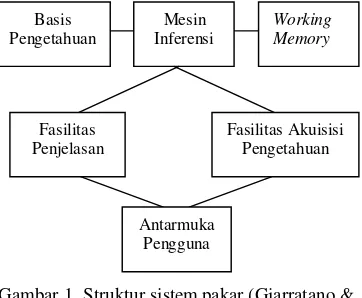 Gambar 1  Struktur sistem pakar (Giarratano &   Riley 1998). 