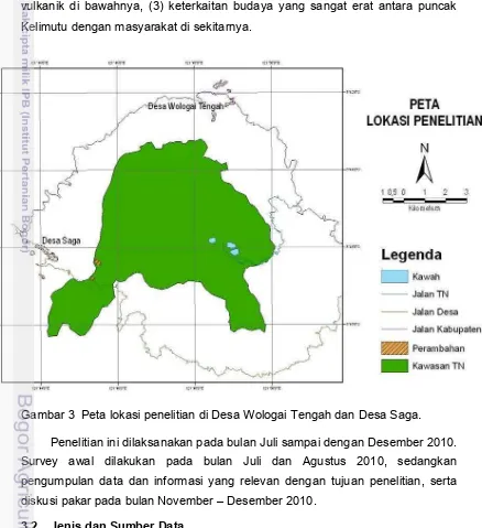 Gambar 3 Peta lokasi penelitian di Desa Wologai Tengah dan Desa Saga.