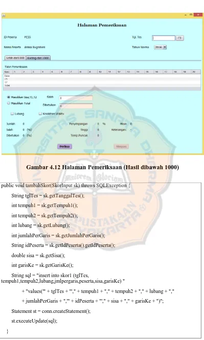 Gambar 4.12 Halaman Pemeriksaan (Hasil dibawah 1000) 