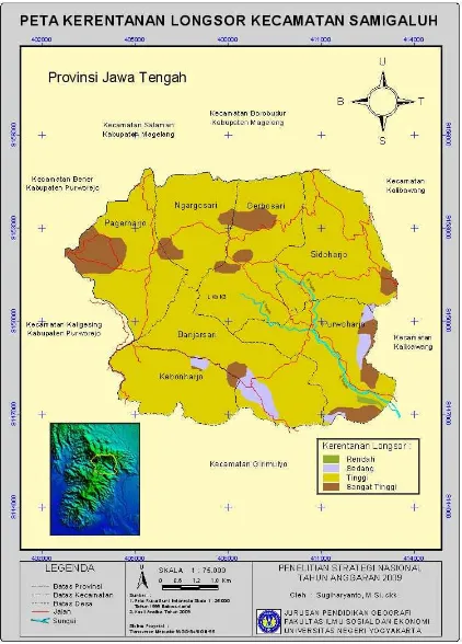 Gambar 1. Peta Kerentanan Longsor Lahan Kecamatan Samigaluh