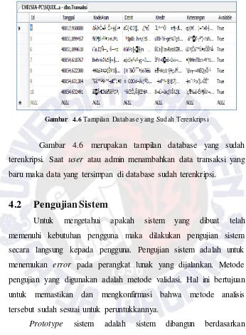 Gambar 4.6 Tampilan Database yang Sudah Terenkripsi 