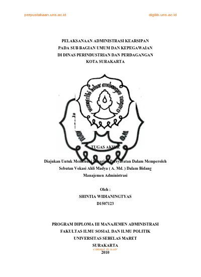 PELAKSANAAN ADMINISTRASI KEARSIPAN PADA SUB BAGIAN UMUM DAN KEPEGAWAIAN ...