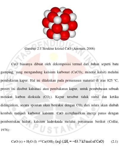 Gambar 2.1 Struktur kristal CaO (Anonim, 2006) 