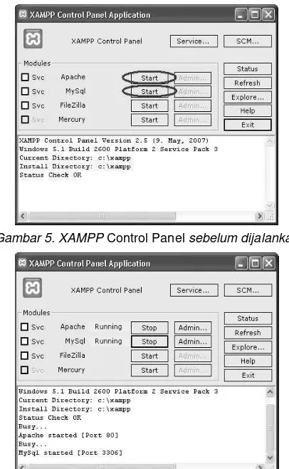 Gambar 5. XAMPP Control Panel sebelum dijalankan 