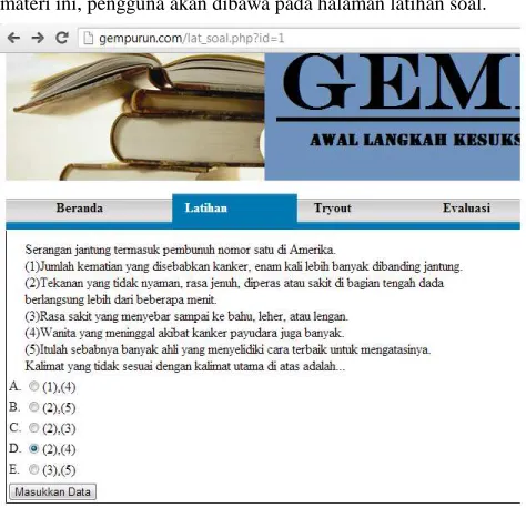 Gambar 4 Halaman Latihan Soal 
