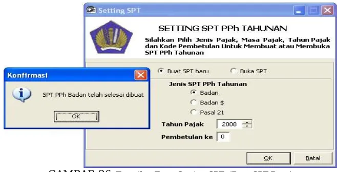 GAMBAR 26. Tampilan Form Setting SPT  (Buat SPT Baru)