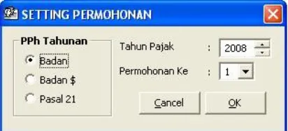 GAMBAR 29. Tampilan form Setting Permohonan