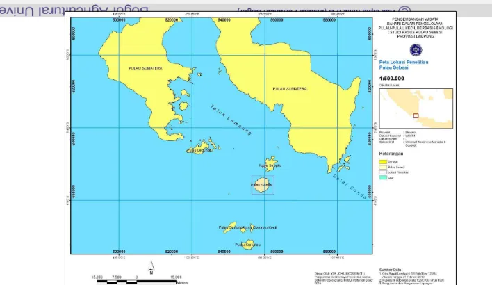 Gambar 2 Peta lokasi penelitian Pulau Sebesi Provinsi Lampung.