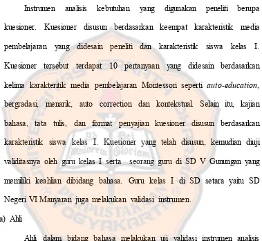 Tabel 4. 9 Hasil Validasi instrumen analisis kebutuhan guru 