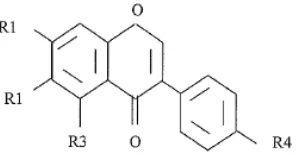 Gambar 2.4 Struktur kimia isoflavon (Sumber : Naim et al., 1974 ) 