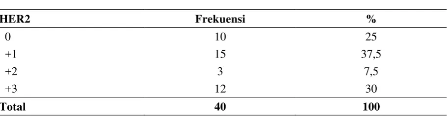 Tabel 4.2 Distribusi Frekuensi Nilai HER2 Responden 