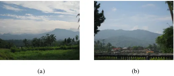 Gambar 7  Pemandangan wilayah perbukitan di Kabupaten Banjarnegara (a) di sebelah utara Jl