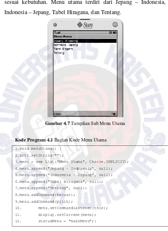 Gambar 4.7 Tamampilan Sub Menu Utama 