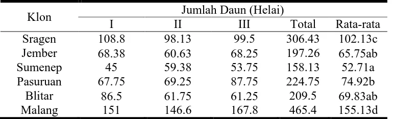 Tabel 1. Rata-rata tinggi tanaman enam klon unggul temulawak (Curcuma xanthorrziza) pada umur 19 MST 