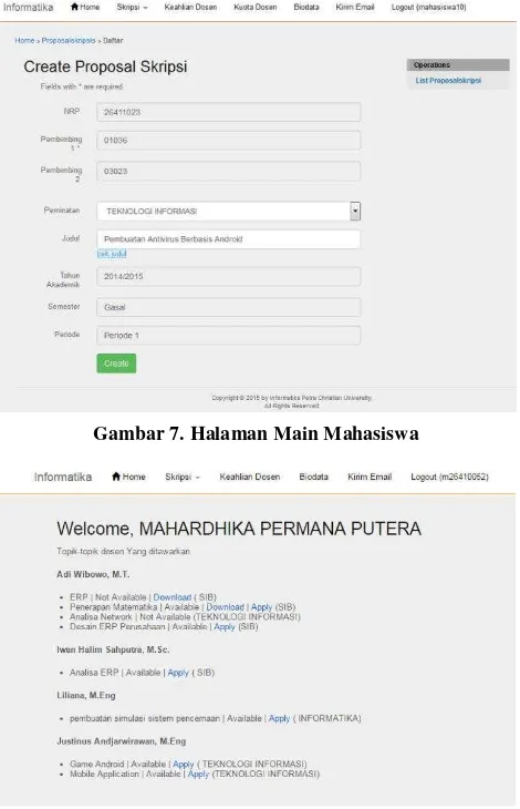 Gambar 7. Halaman Main Mahasiswa 