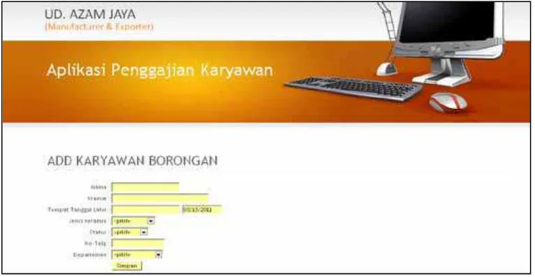 Gambar 4.11 Halaman Add Karyawan Harian