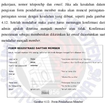 Gambar 4.12   Form Pendaftaran Member 