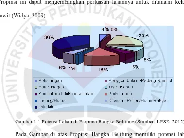 Gambar 1.1 Potensi Lahan di Propinsi Bangka Belitung (Sumber: LPSE; 2012). 