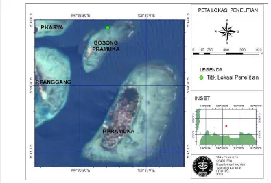 Gambar 6.   Peta perairan Pulau Pramuka sebagai lokasi penelitian 