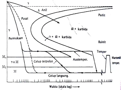 Gambar 2.1. Proses tranformasi untuk baja karbon rendah (Djaprie, 1983) 