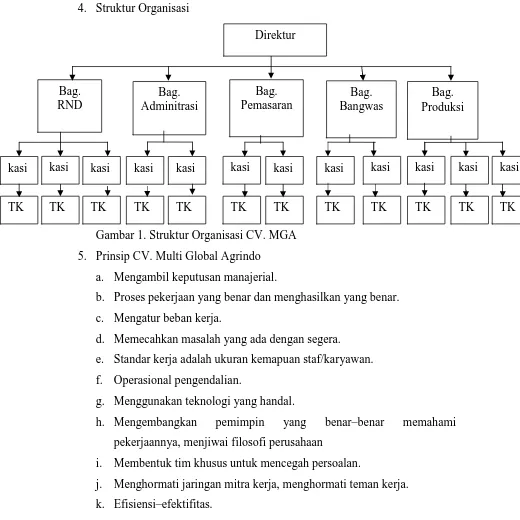 Gambar 1. Struktur Organisasi CV. MGA 
