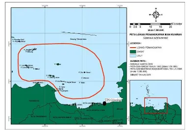 Gambar 4. Peta lokasi pengambilan contoh dan daerah penangkapan ikan kuniran di Teluk Jakarta  