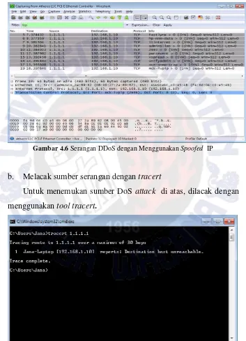 Gambar 4.6 Serangan DDoS dengan Menggunakan Spoofed  IP 