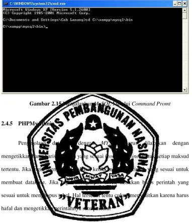 Gambar 2.15 Menjalankan MySQL Melalui Command Promt 