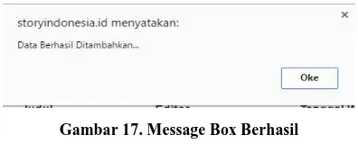 Gambar 17. Message Box Berhasil 