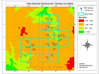 Gambar 3. Peta lokasi titik harimau sumatera 