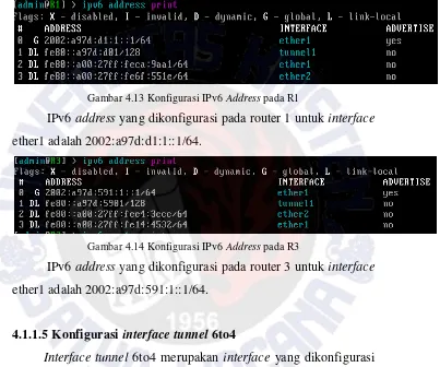 Gambar 4.13 Konfigurasi IPv6 Address pada R1 