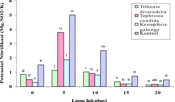 Gambar 2.  Histogram potensial nitrifikasi 