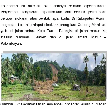 Tabel I.6 Bencana Gerakan Tanah/Longsor di Kabupaten Agam 