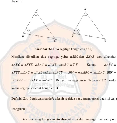 Gambar 2.4 Dua segitiga kongruen (AAS) 