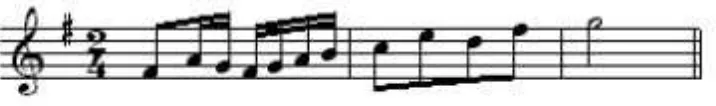 Gambar 2. Gerakan melodi dalam sebuah kalimat musik ( Sumber : Mudjilah, 2010) 