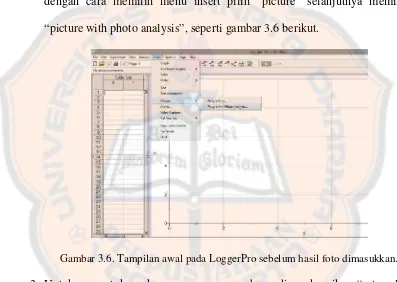 Gambar 3.6. Tampilan awal pada LoggerPro sebelum hasil foto dimasukkan.