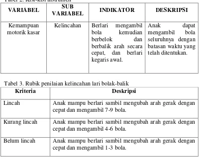 Tabel 2. Kisi-kisi instrumen 