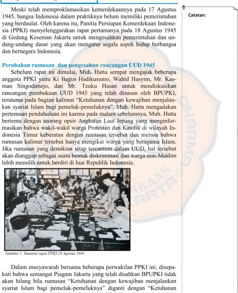 Gambar 1: Suasana rapat PPKI 18 Agustus 1945