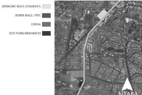Gambar.5. Lokasi tapak di jalan Lingkaran dalam, Surabaya Sumber : googlemaps.com     