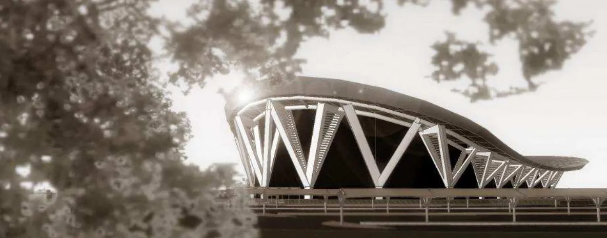 Gambar 1 : Fasade Gedung Olahraga dan Pusat Pembinaan PB. Suryanaga 