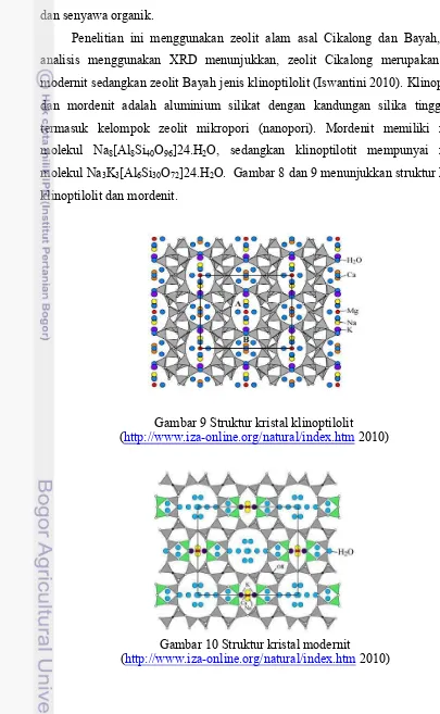 Gambar 9 Struktur kristal klinoptilolit 